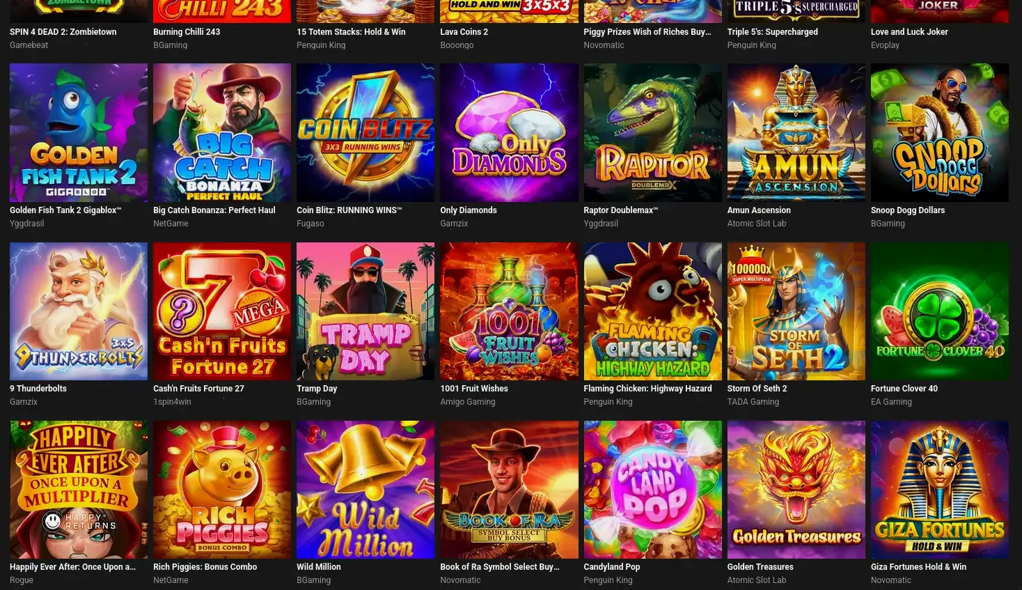 Wildrobin Casino Spielübersicht